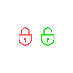 Lock Icon set in trendy flat style isolated on white background. Security color symbol. Vector