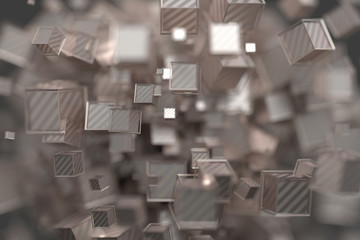Abstract 3d rendering of geometric shapes. Composition with cubes. Modern background design for poster, cover, branding, banner, placard.
