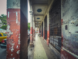 Naklejka na ściany i meble Old building in Casco Viejo, street scenery in Panama City 