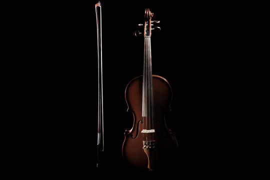 Violin with bow musical instrument of orchestra