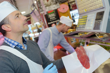 weighing an ordered meat