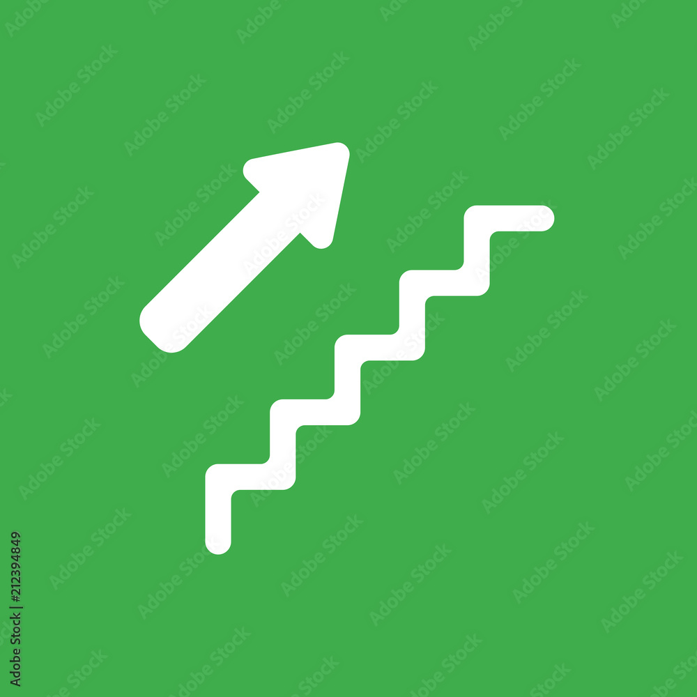 Poster vector icon concept of stairs with arrow moving up on green background