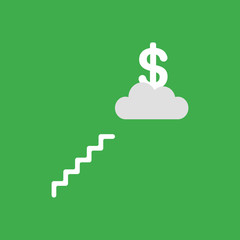 Vector icon concept of stairs with cloud and dollar on green background