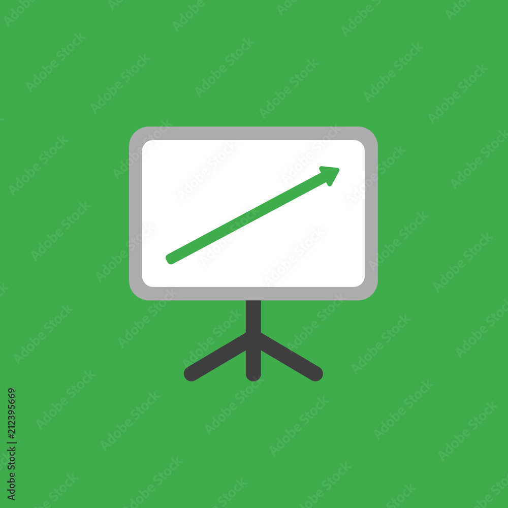 Poster vector icon concept of sales chart with arrow moving up on green background