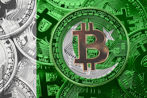 Stack Of Bitcoin Pakistan Flag Bitcoin Cryptocurrencies Concept - 