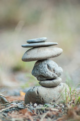 closeup of stones balance on blurred background .
