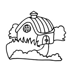 House cartoon illustration isolated on white background for children color book