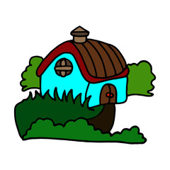 House cartoon illustration isolated on white background for children color book