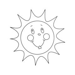 Sun cartoon illustration isolated on white background for children color book