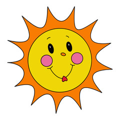 Sun cartoon illustration isolated on white background for children color book