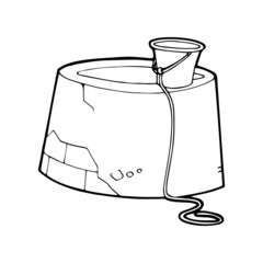 Well cartoon illustration isolated on white background for children color book