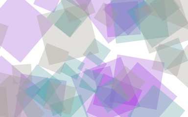 Multicolored translucent squares on white background. Red tones. 3D illustration