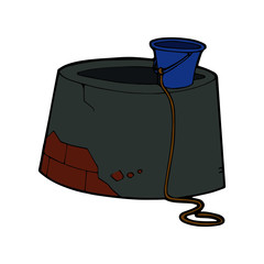 Well cartoon illustration isolated on white background for children color book