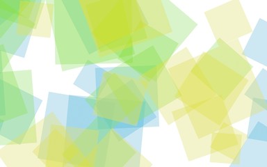 Multicolored translucent squares on white background. Green tones. 3D illustration