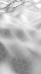 Honeycomb white with a gradient color on a light background. Perspective view on polygon look like honeycomb. Wavy surface. Isometric geometry. 3D illustration