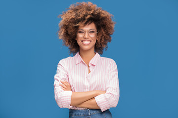 Portrait of afro girl in eyeglasses.
