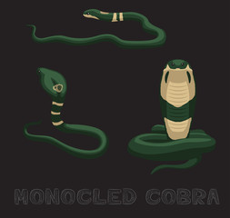 Obraz premium Snake Monocled Cobra Cartoon Vector Illustration
