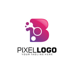 Abstract Modern Logo. Letter B Pixel Logo Design Template