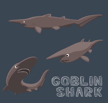 Goblin Shark Cartoon Vector Illustration