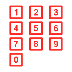red number set isolated vector 