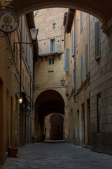 Obraz premium Street archway in medieval city Siena in Italy