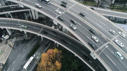 Papier peint photo autocollant rond Pont de Nanpu aerial view of Nanpu Bridge in Shanghai