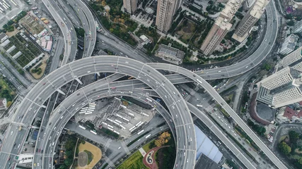 Papier peint photo autocollant rond Pont de Nanpu aerial view of Nanpu Bridge in Shanghai
