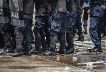 Riot police clashed with the protesters.