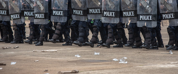 Riot police clashed with the protesters.