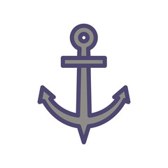 Vector thin outline anchor icon. Minimal outlined illustration for marine, nautical and sea subjects.