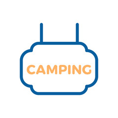 Fototapeta premium Camping label thin line icon. Vector illustration for summer, vacations, camping business