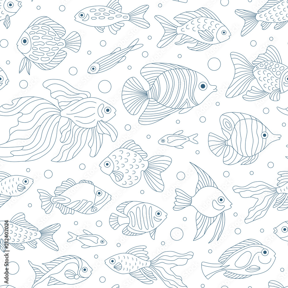 Wall mural Seamless pattern with fish.