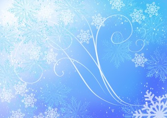 hand drawn Flourish snowflake bokeh winter design illustration