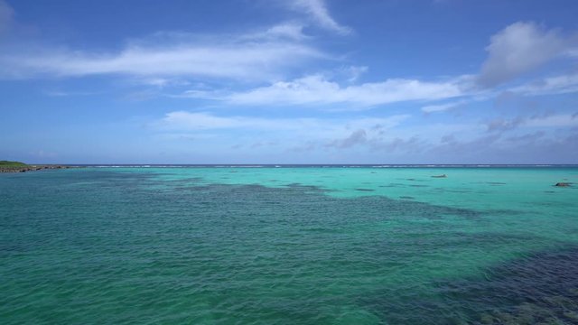 Okinawa,Japan-July 7, 2018: Beautiful sea, west of Shimojishima Airport 