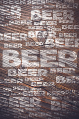 Beer menu on an old wooden plank