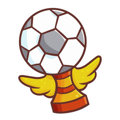 Obraz premium Cute and funny ball trophy with wings - vector