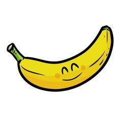 Funny and cute banana smiling happily - vector.
