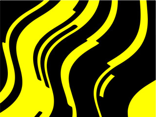 Black and yellow wavy background. Abstract vector pattern