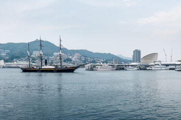 sailboat at port of Nagasaki
