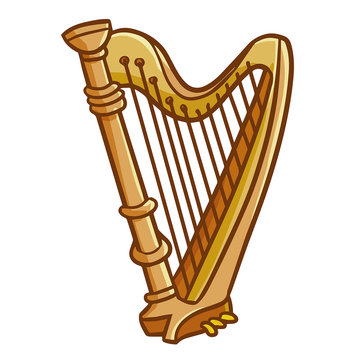 Funny and cute luxurious harp - vector