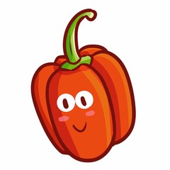 Funny and yummy cute red paprika smiling happily - vector.