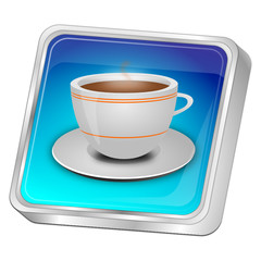 Button with a Cup of Coffee - 3D illustration