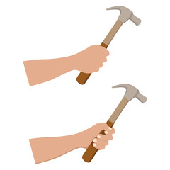 male hand with a hammer vector illustration 