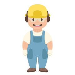 cartoon worker  in helmet face vector illustration