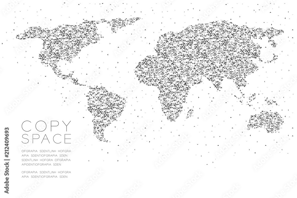 Poster abstract geometric low polygon square box pixel and triangle pattern world map shape concept design 