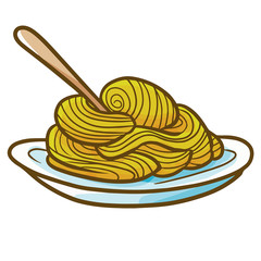 Cute and yummy funny spaghetti ready to eat - vector