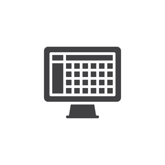 Computer monitor with folders vector icon. filled flat sign for mobile concept and web design. simple solid icon. Symbol, logo illustration. Pixel perfect vector graphics