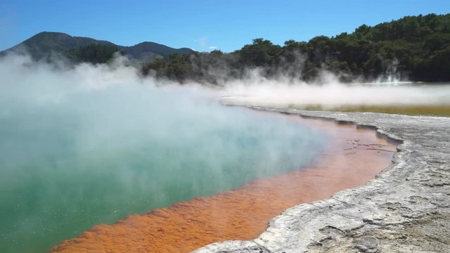 Steaming boiled geothermal water - New Zealand, Rotorua, Waiotapu