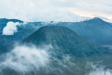 view of Mount Bromo under cloudy sky