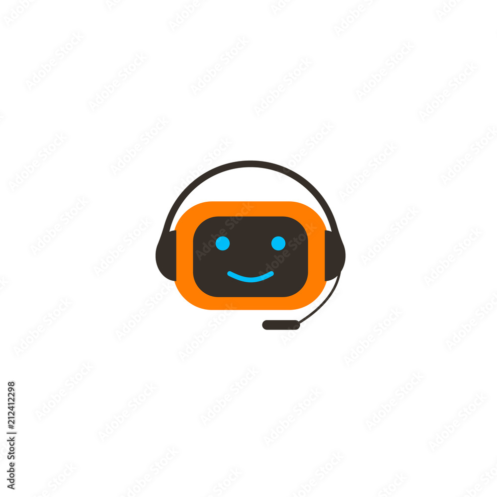 Poster chat bot vector character icon